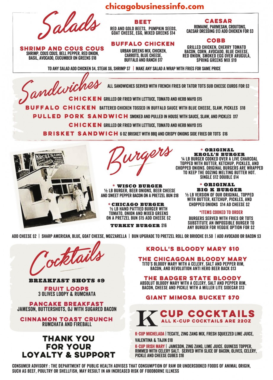 Kroll's South Loop Chicago Brunch Menu 2