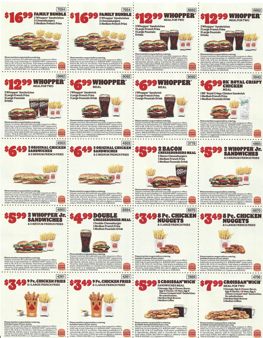 Burger King Coupons Insert - Expires April 30 2023 2