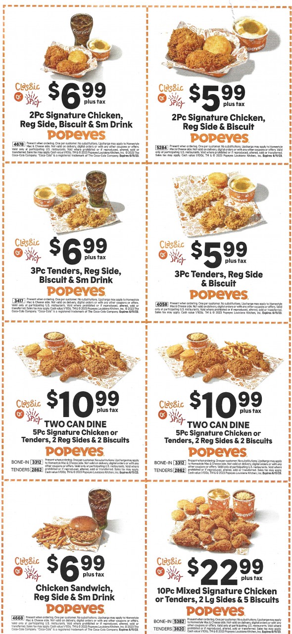 Popeye's Coupons Insert - Expires June 11 2023 2