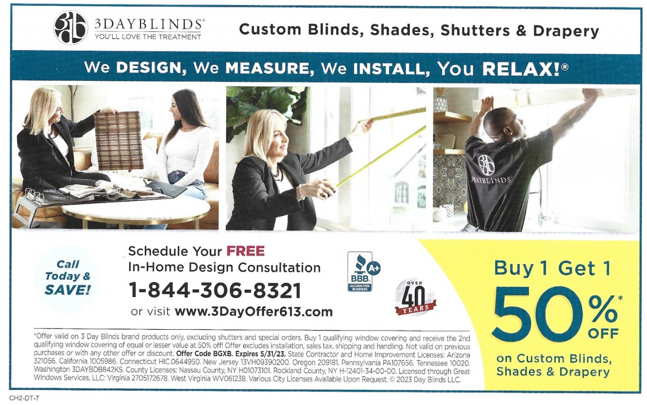 Chicago Exclusive Offers Coupons Mailer March 2023 3DayBlinds