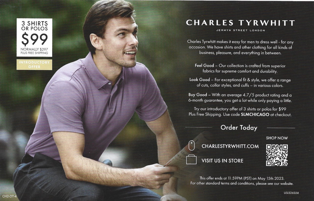 Chicago Exclusive Offers Coupons Mailer March 2023 Charles Tyrwhitt