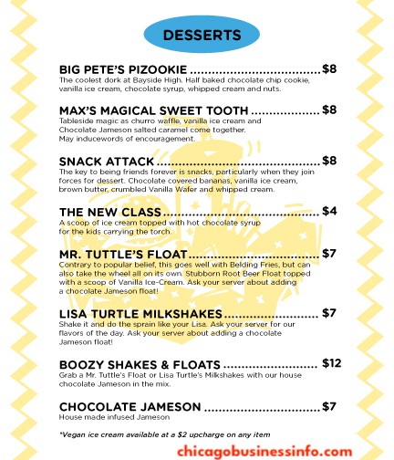 Saved By The Max Chicago Desserts Menu