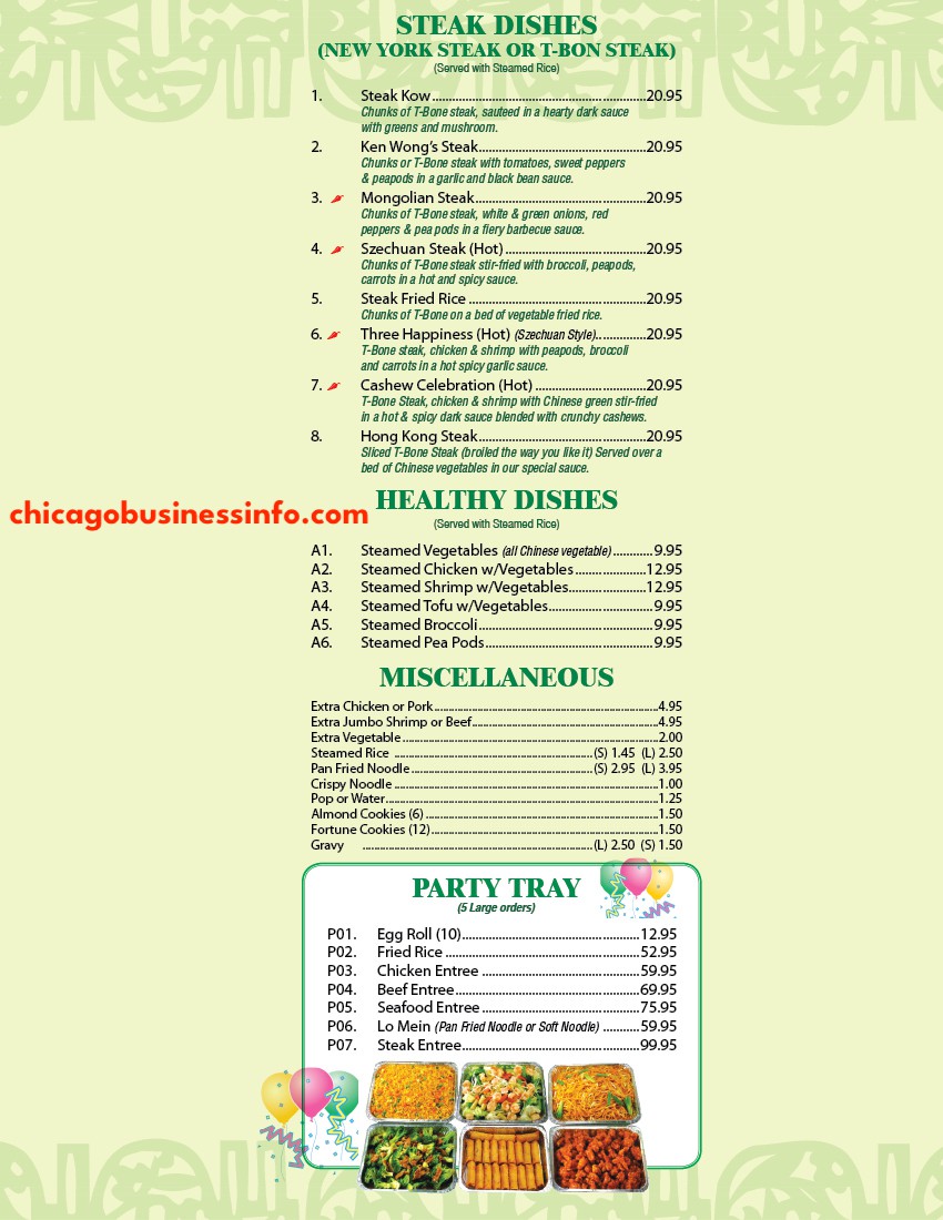 Lucky Bamboo Evergreen Park Menu 4