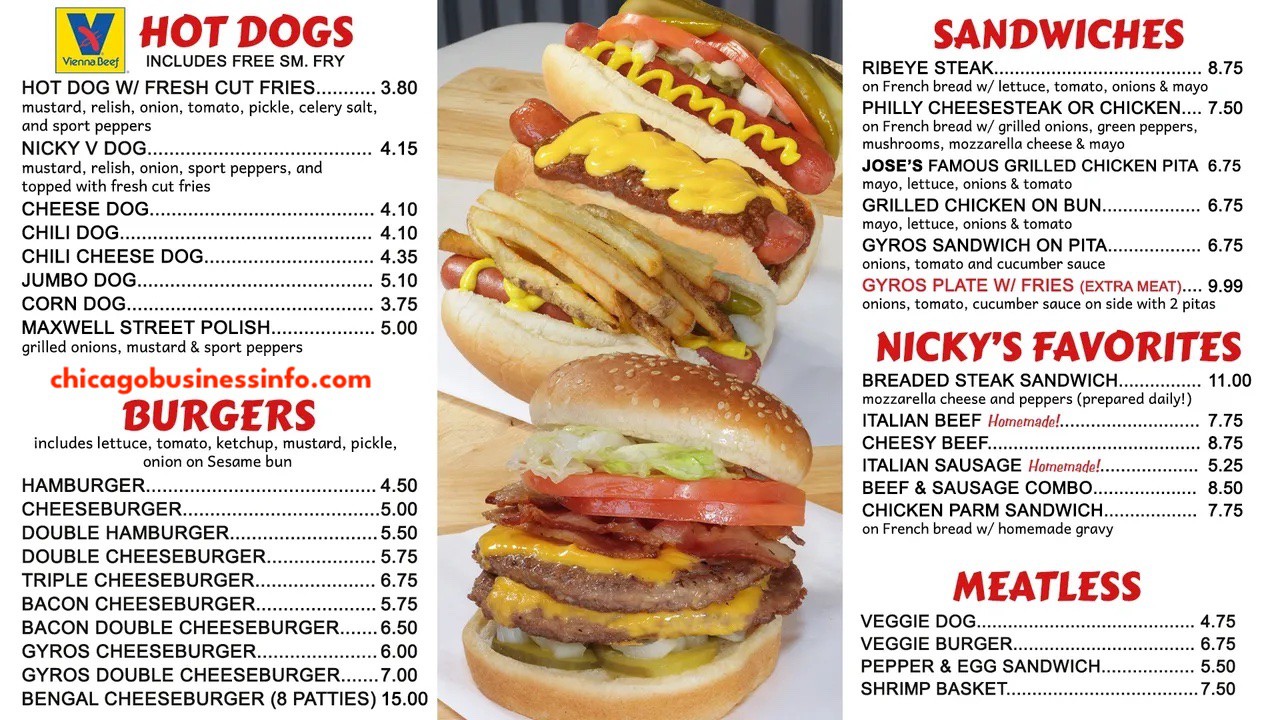 Nicky V’s (Mount Greenwood) Chicago Menu 1