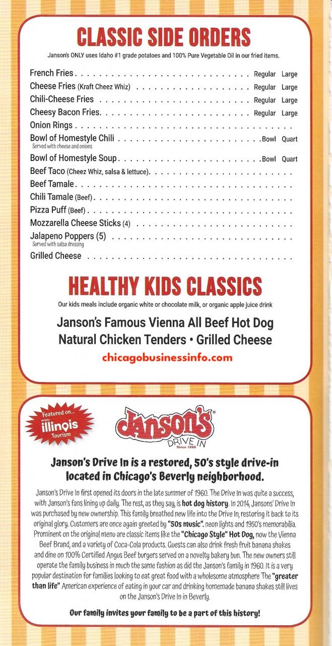 Jansons Drive-In Chicago Menu 6