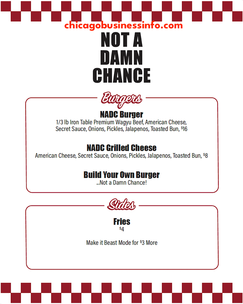 NADC Burger Chicago Menu