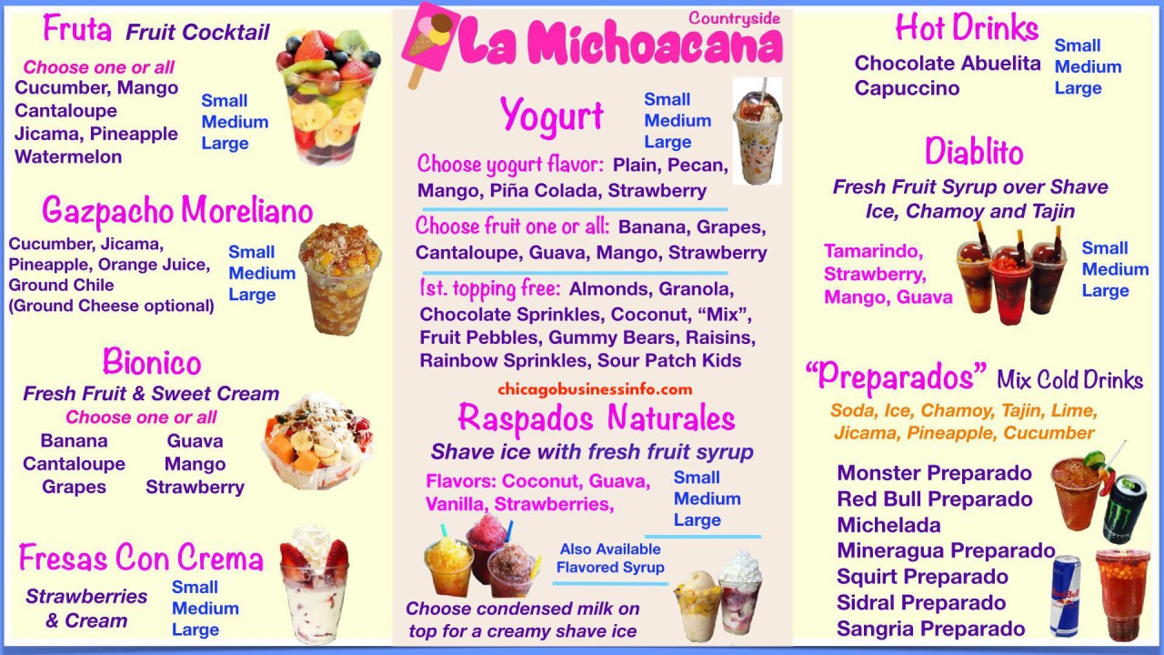 La Michoacana of Countryside Menu 3