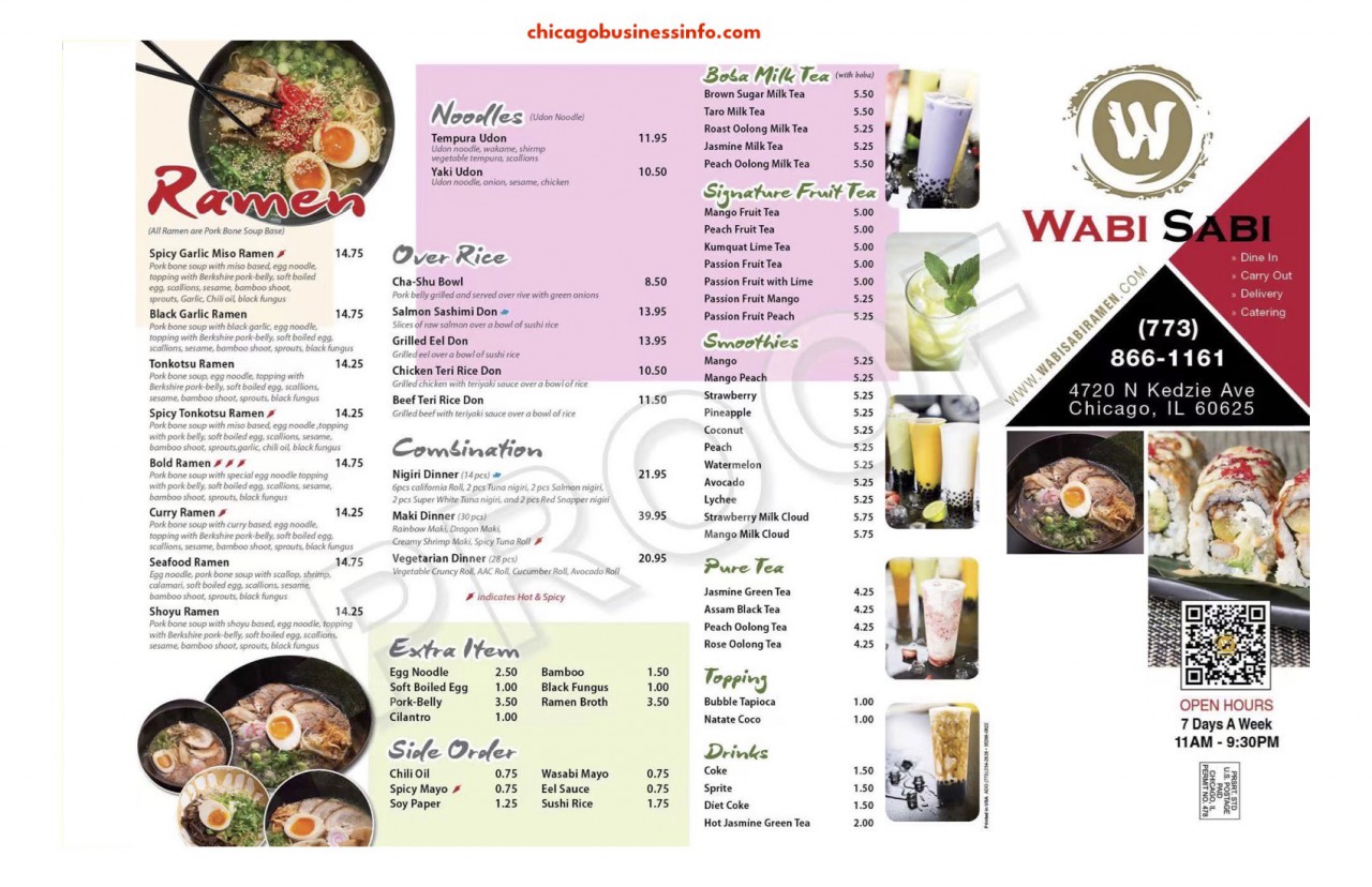 Wabi Sabi Chicago Menu 1