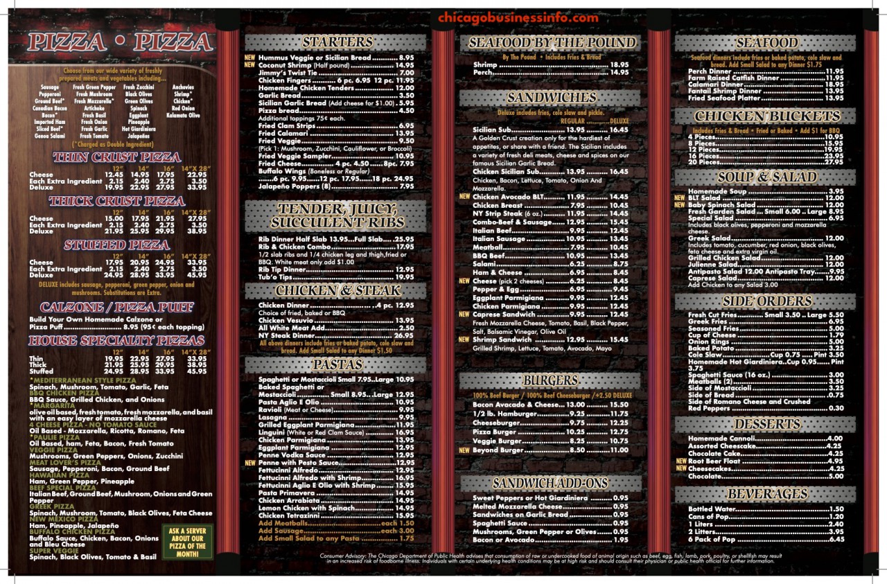 Golden Crust Pizza and Tap Chicago Take Out Menu 2