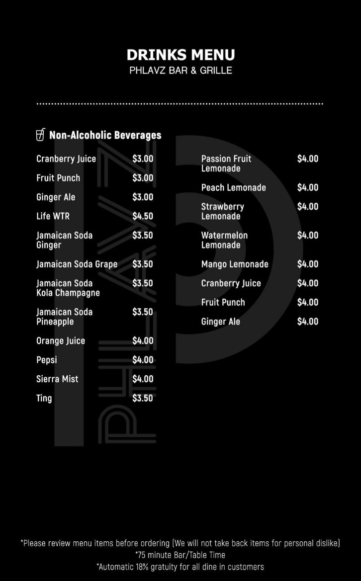 Phlavz Bar & Grille Maxwell St Drinks Menu 4