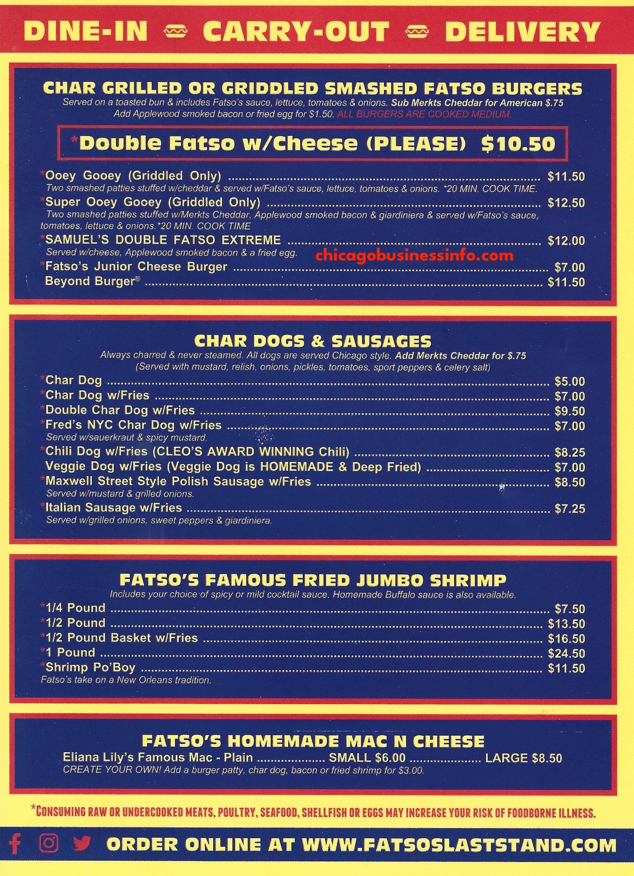 Fatsos menu deals