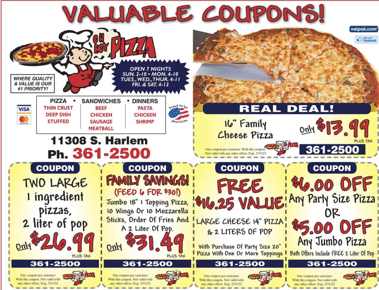 Oh Boy Pizza Worth Coupons