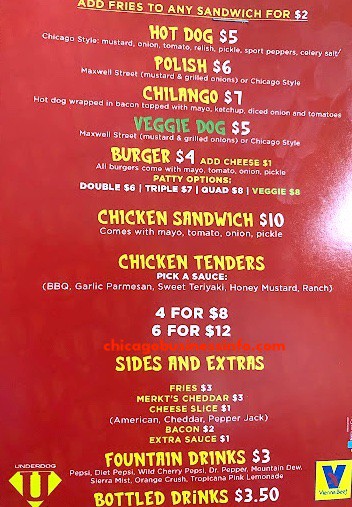 Underdog Chicago Menu