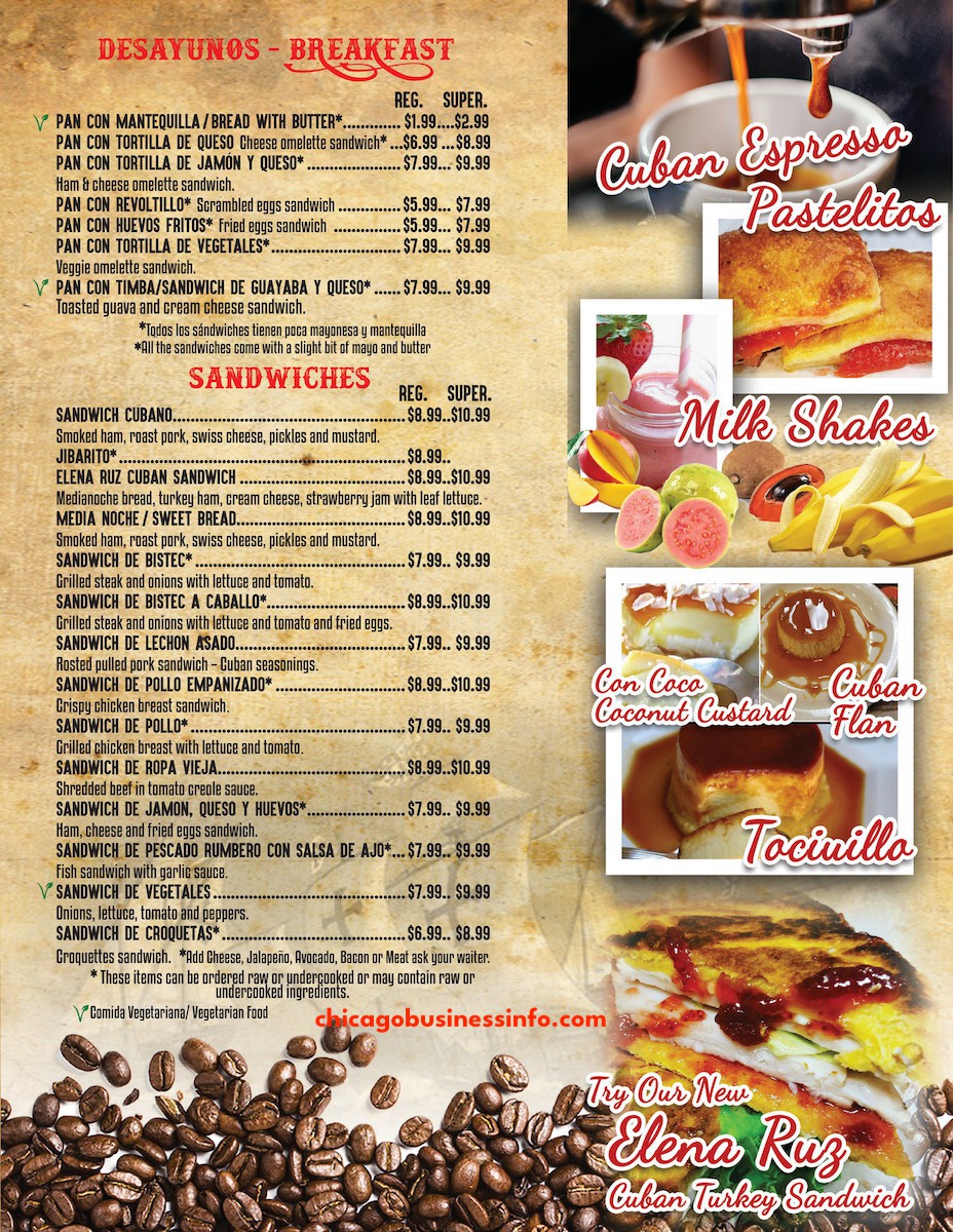 1492 Cuban Fusion Café Chicago Menu 1