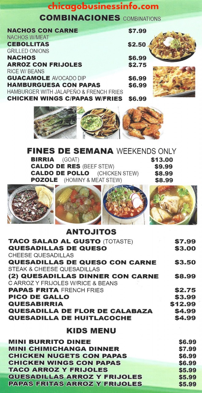 Taqueria El Dorado Chicago Menu 2