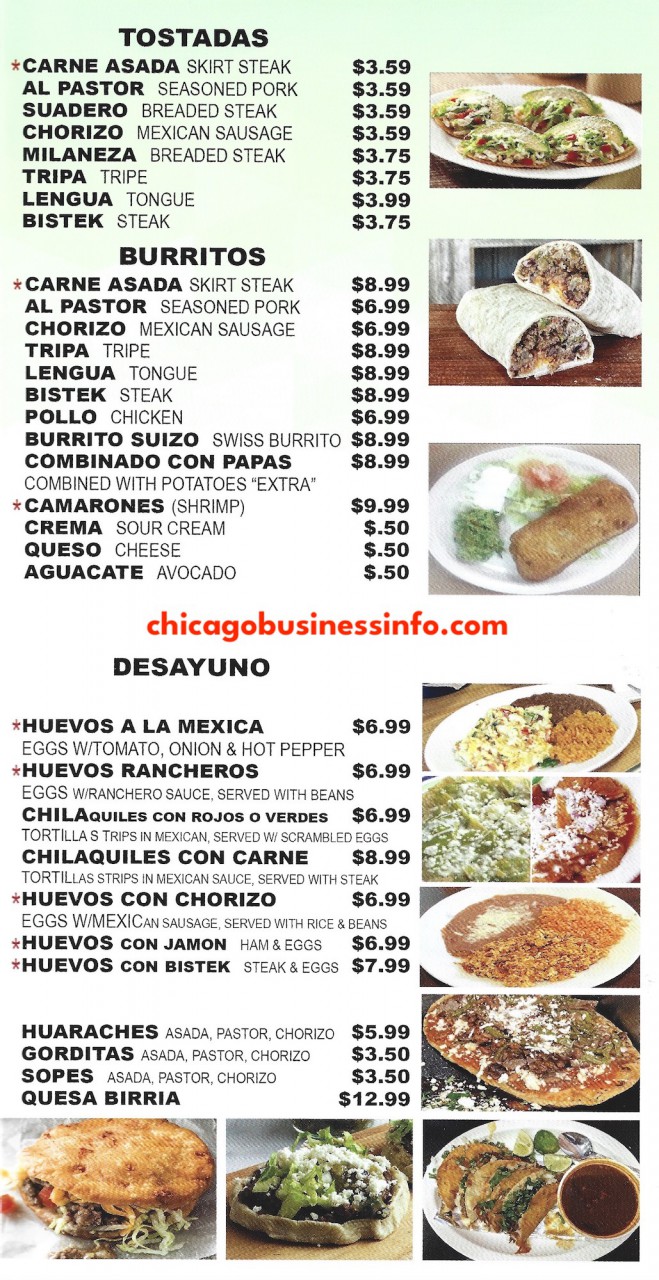 Taqueria El Dorado Chicago Menu 4