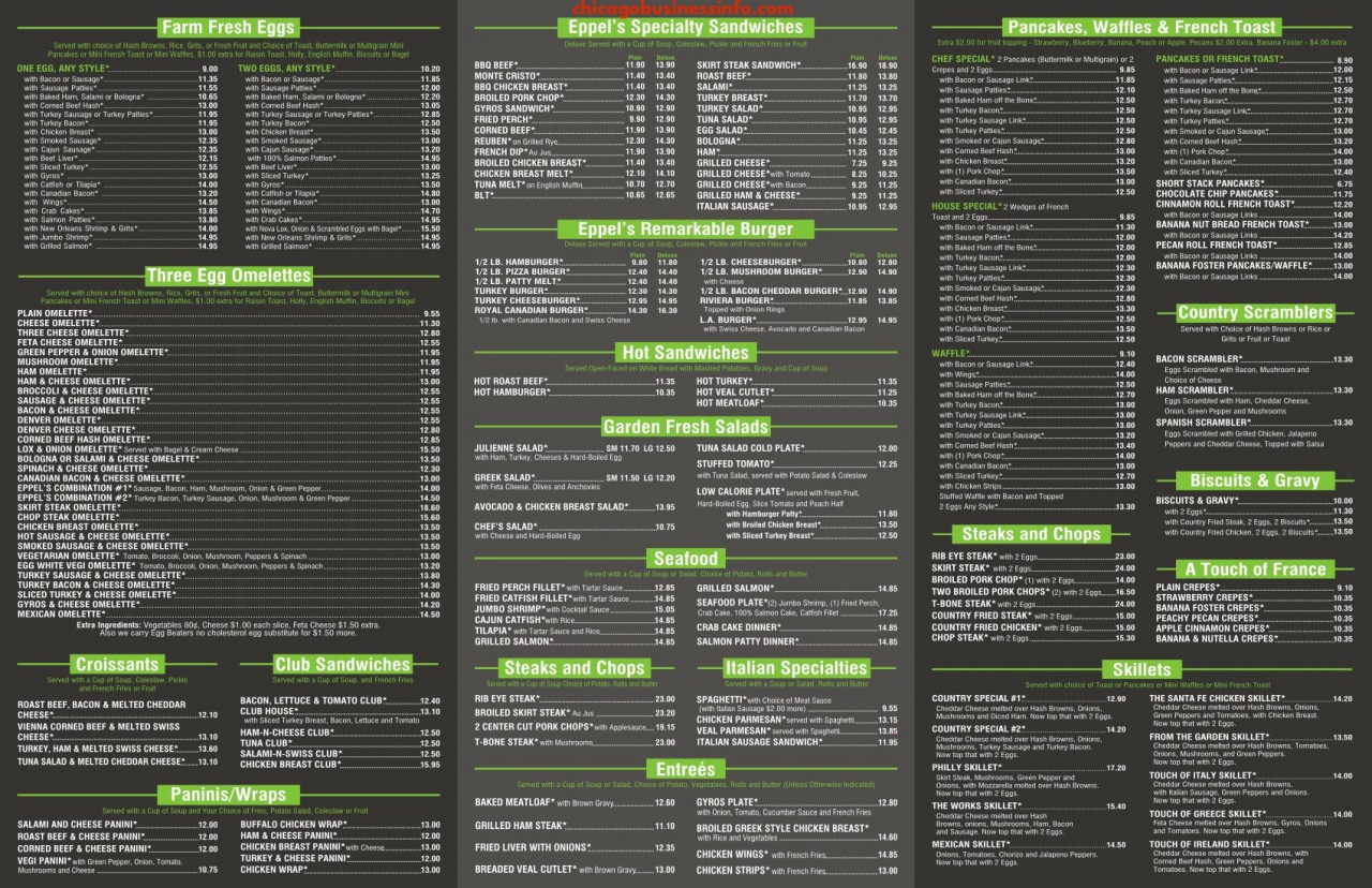 Eppel's Restaurant Chicago Menu 2