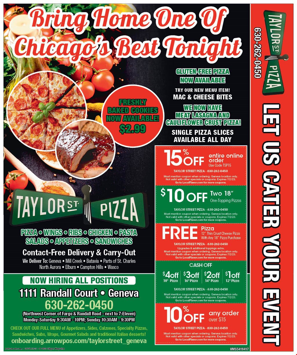 Taylor Street Pizza Geneva Coupons Expires 07/02/2023