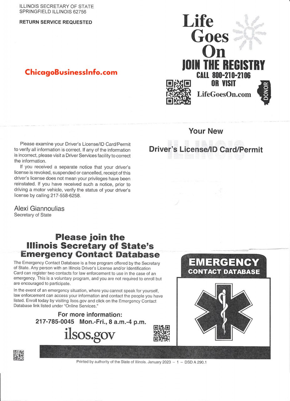 Illinois Safe Driver License Renewal Letter Mailer