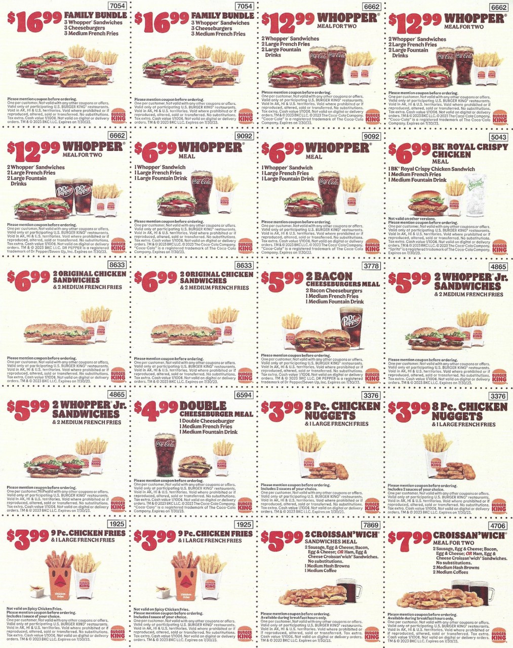 Burger King Printable Coupons - Expires 07/30/2023