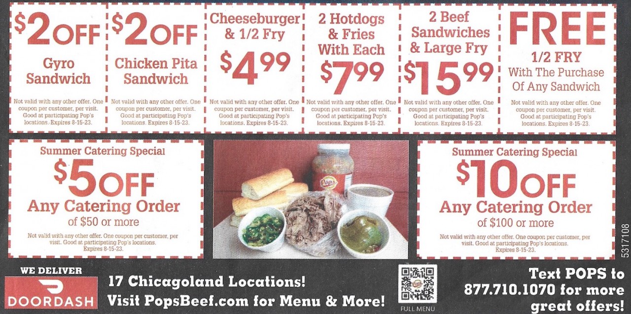 Pop's Beef Printable Coupons - Expires 08/15/2023