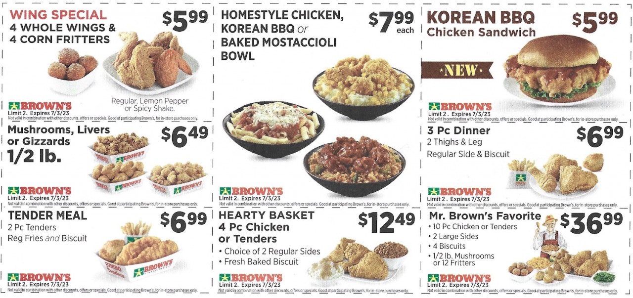 Browns Chicken Printable Coupons - Expires 07/03/2023 2