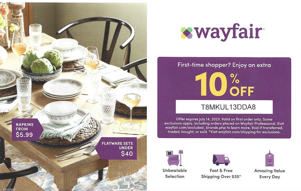 Chicago Exclusive Offers Coupons Mailer May 2023 Wayfair