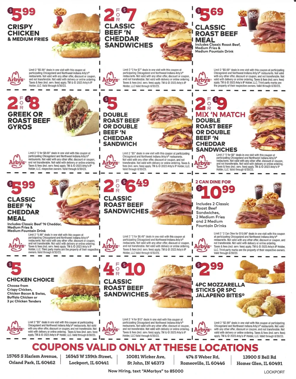 Arby's Illinois Indiana Printable Coupons Expires 06/30/2023