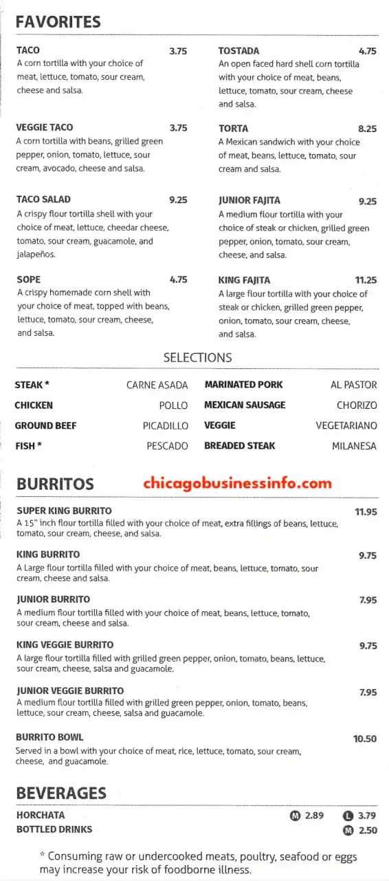 TBK Greektown Taco Burrito King Chicago Menu 4