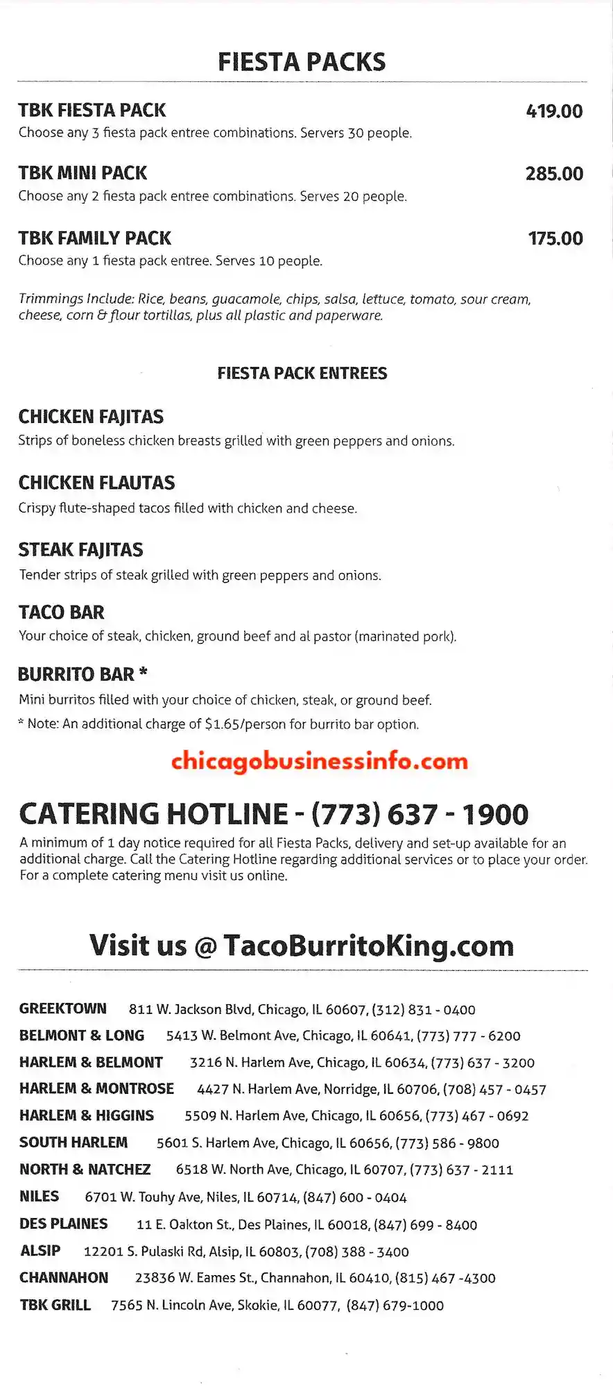 TBK Greektown Taco Burrito King Chicago Menu 6