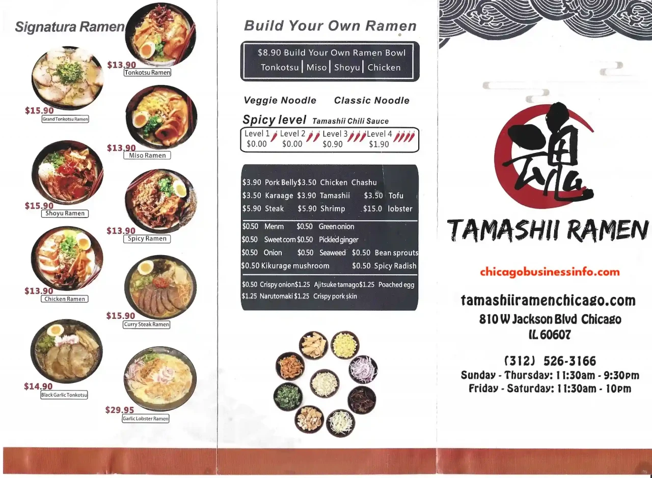 Tamashii Ramen Greektown Chicago Menu 1