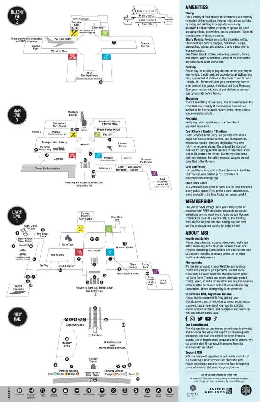 Museum of Science and Industry Map Layout Floors