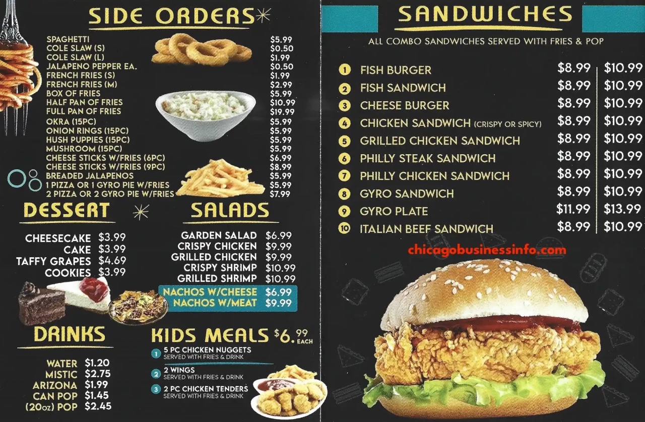 Shark's Fish & Chicken 1234 N Halsted Chicago Carry Out Menu 2
