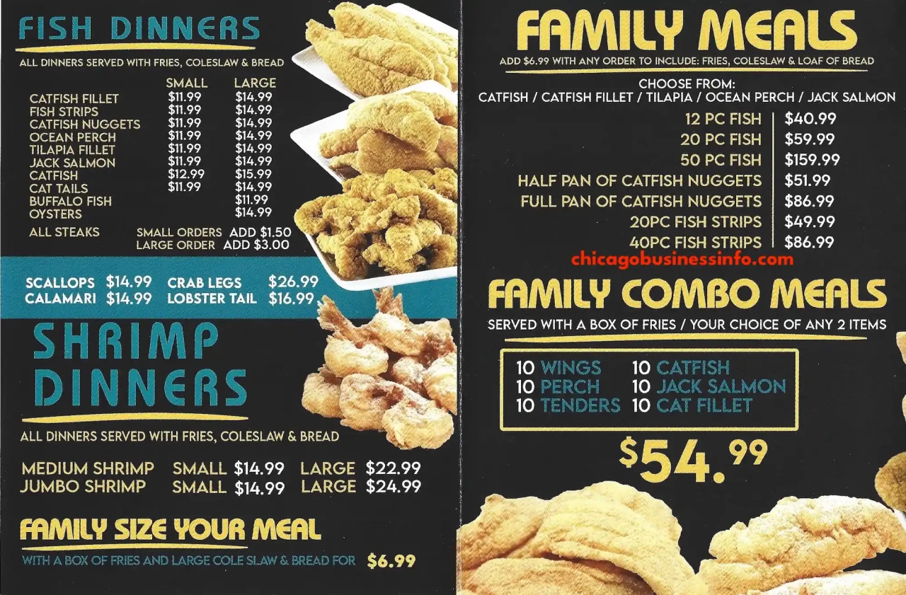 Shark's Fish & Chicken 1234 N Halsted Chicago Carry Out Menu 3