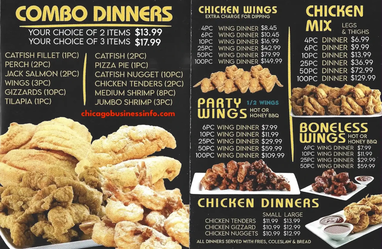 Shark's Fish & Chicken 1234 N Halsted Chicago Carry Out Menu 4