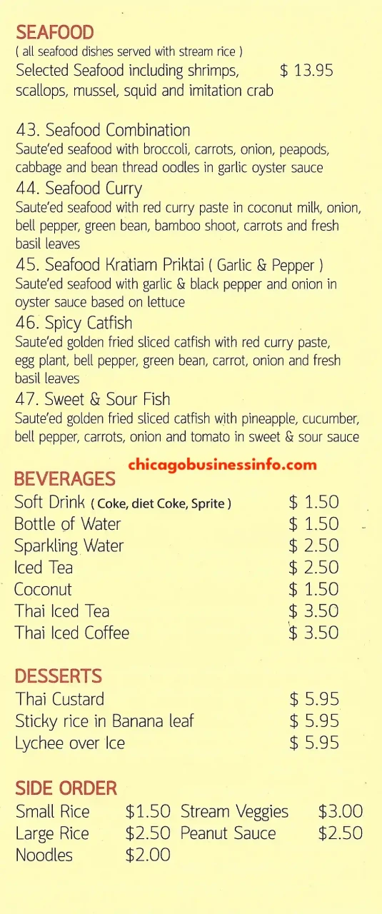 Pho's Thai Cuisine Carry Out Menu Lakeview Ravenswood 3