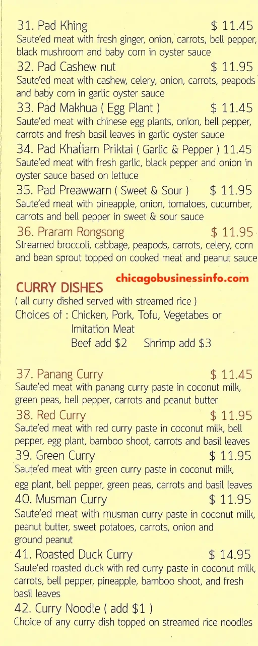 Pho's Thai Cuisine Carry Out Menu Lakeview Ravenswood 4