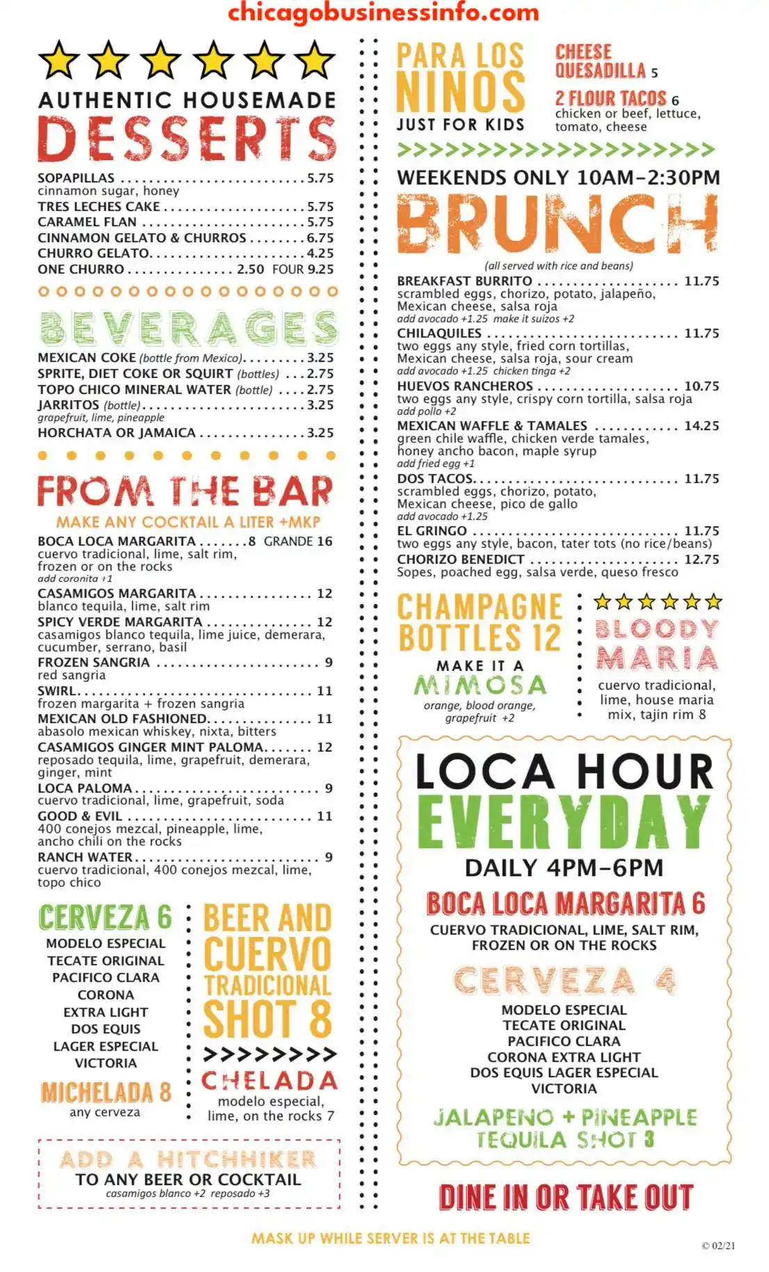 Boca Loca Chicago Menu 1