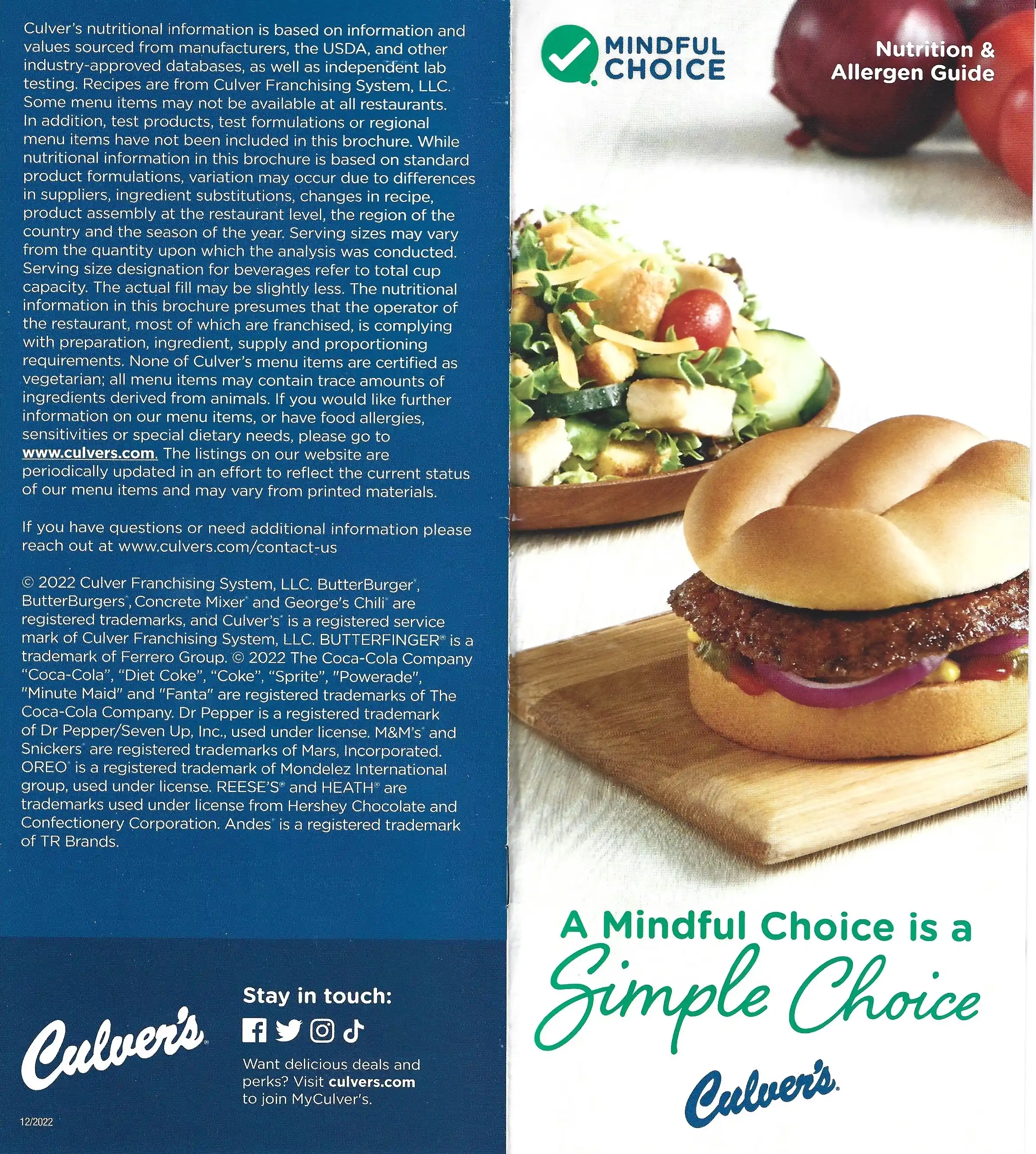 Culver's Nutrition And Allergen Guide 1