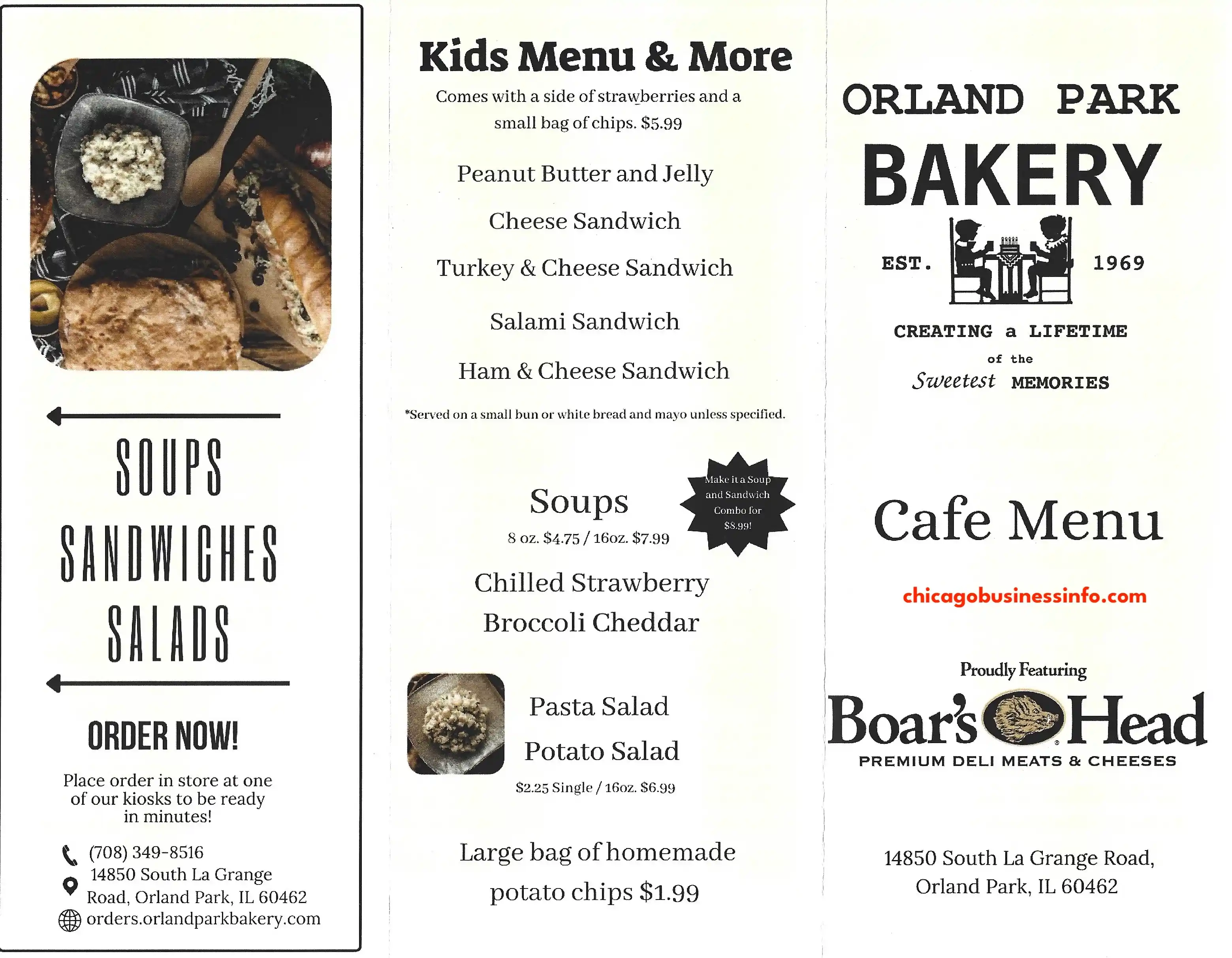 Orland Park Bakery Carry Out Cafe Menu 1