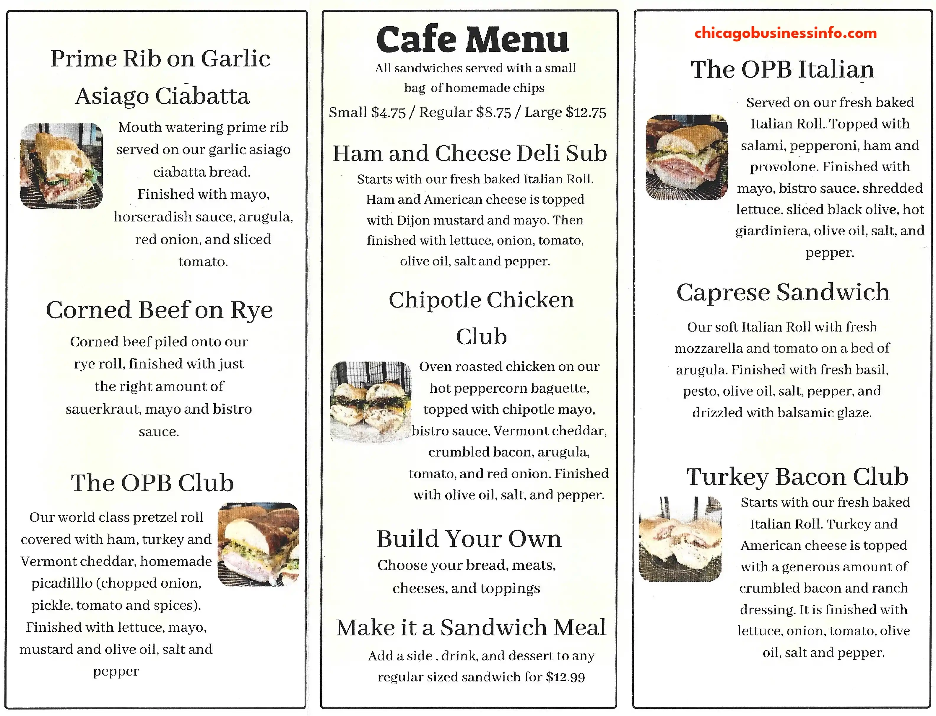 Orland Park Bakery Carry Out Cafe Menu 2