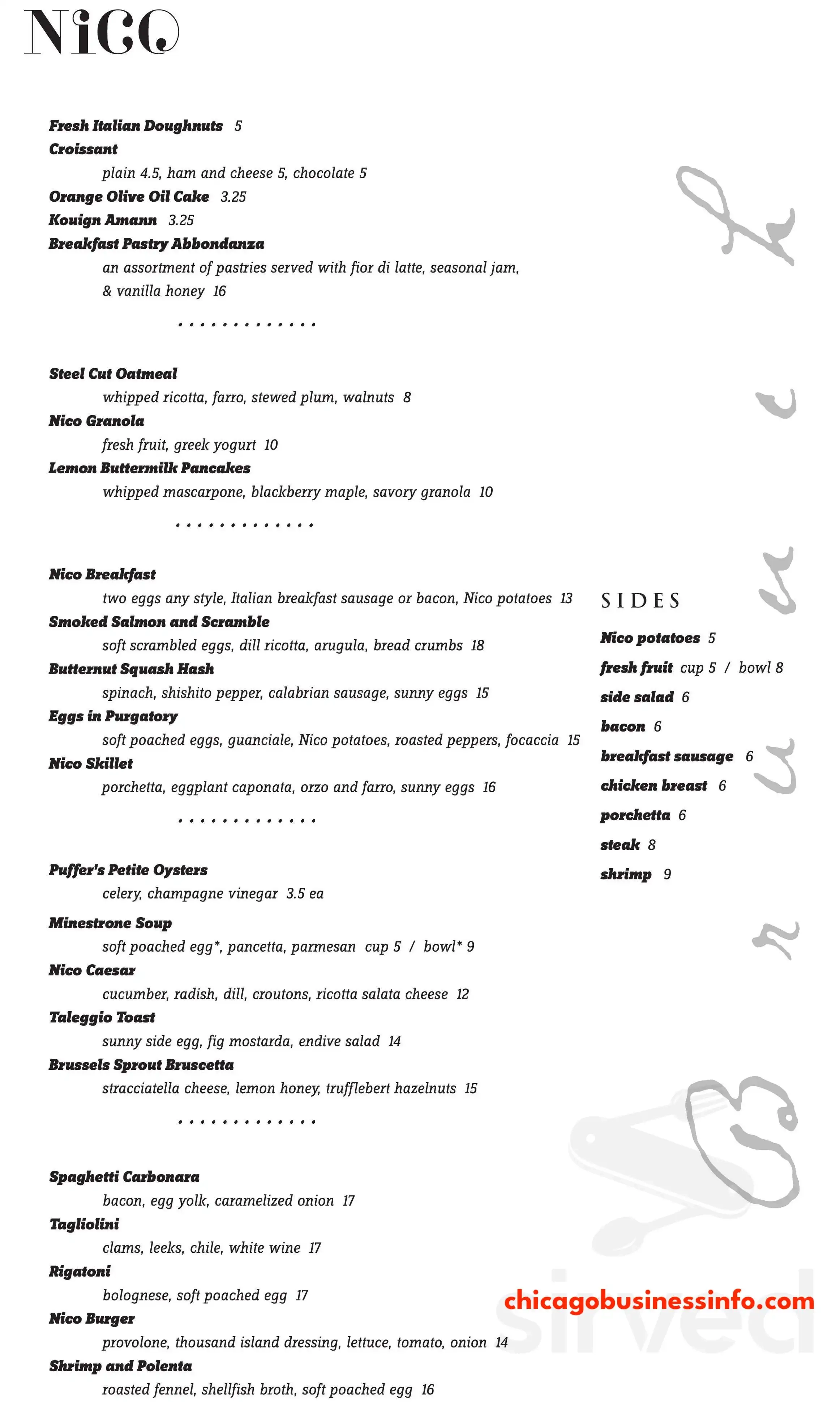 Nico Osteria Chicago Breakfast Menu 2