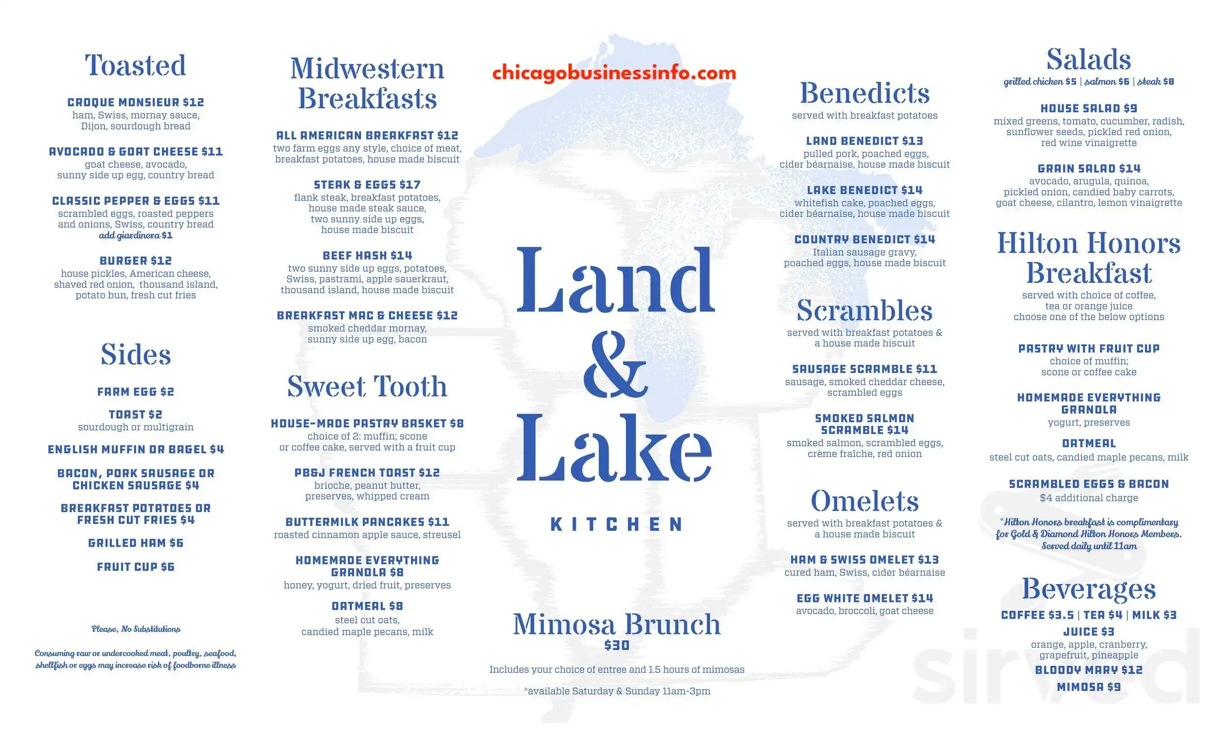 Land & Lake Andersonville Brunch Menu