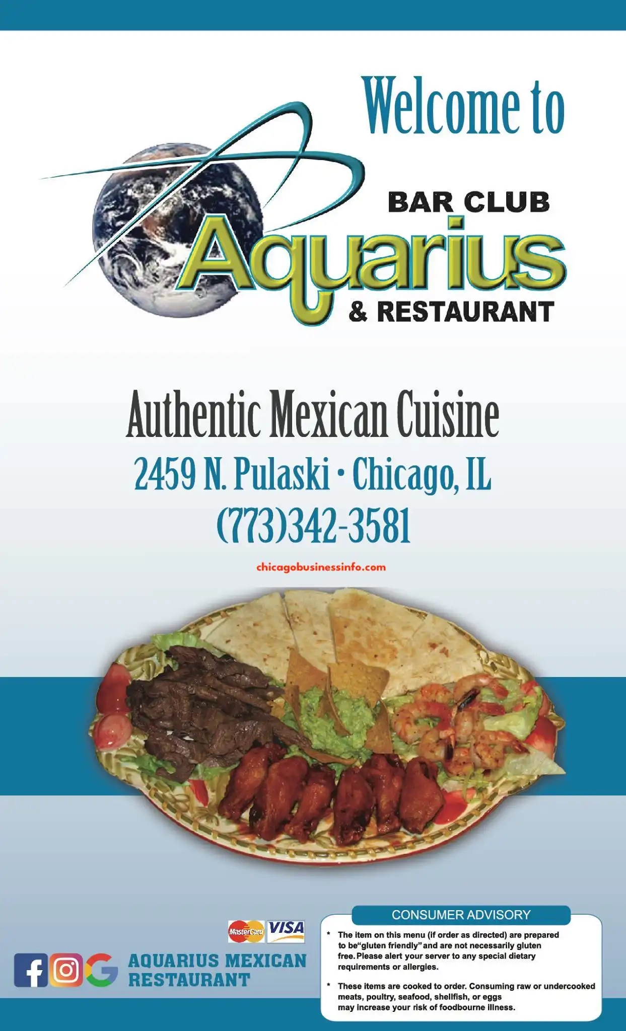 Aquarius Mexican Restaurant Chicago Menu 1