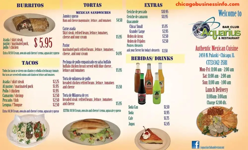 Aquarius Mexican Restaurant Chicago Menu 2