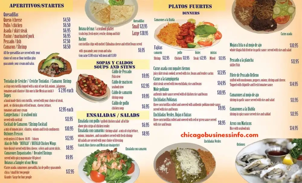 Aquarius Mexican Restaurant Chicago Menu 3