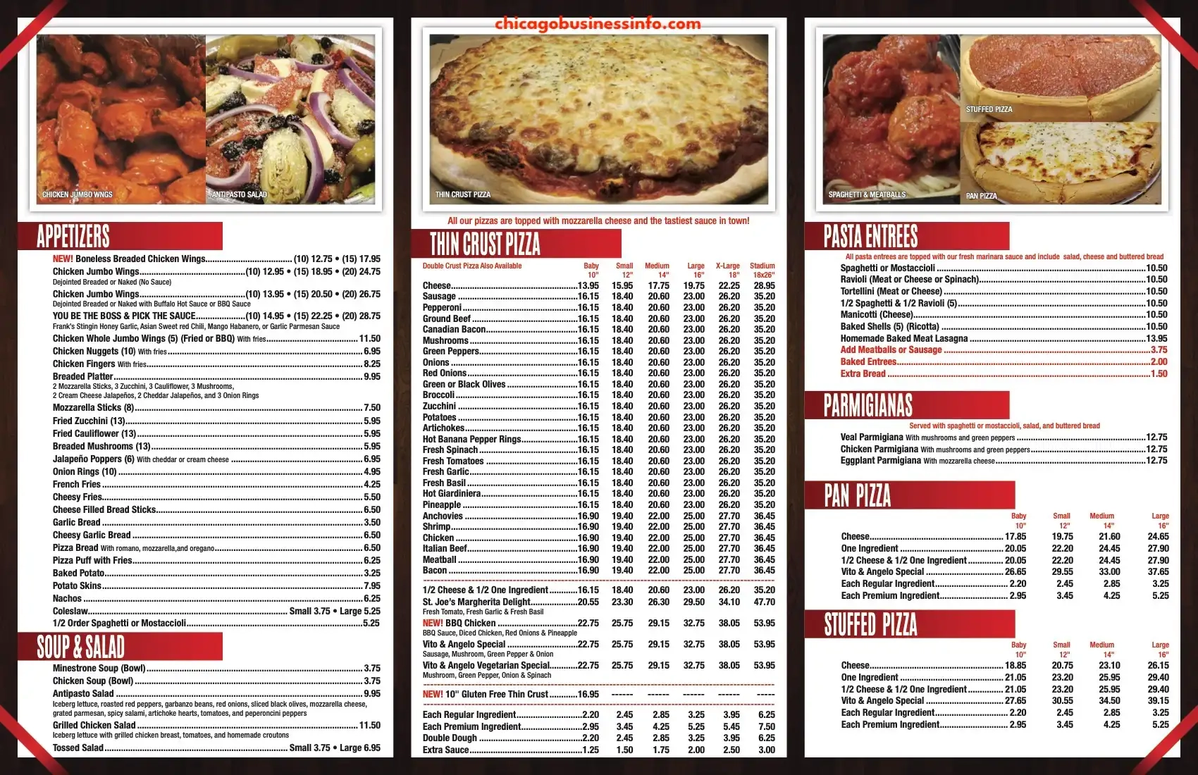 Vito & Angelo Pizzeria Chicago Carry Out Menu 2