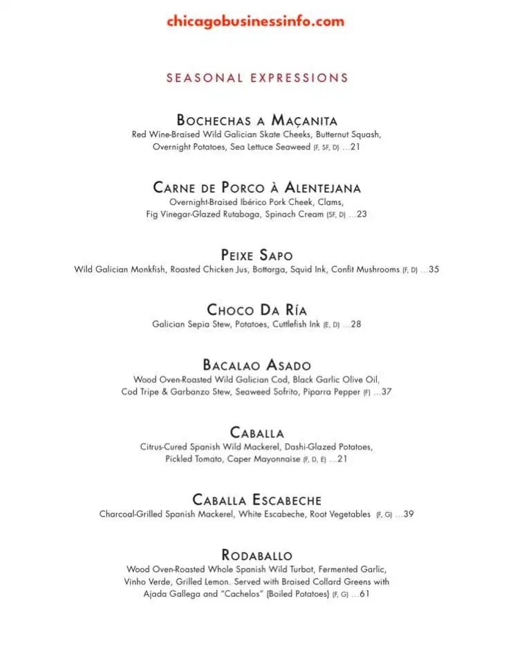 Porto Chicago Menu 1