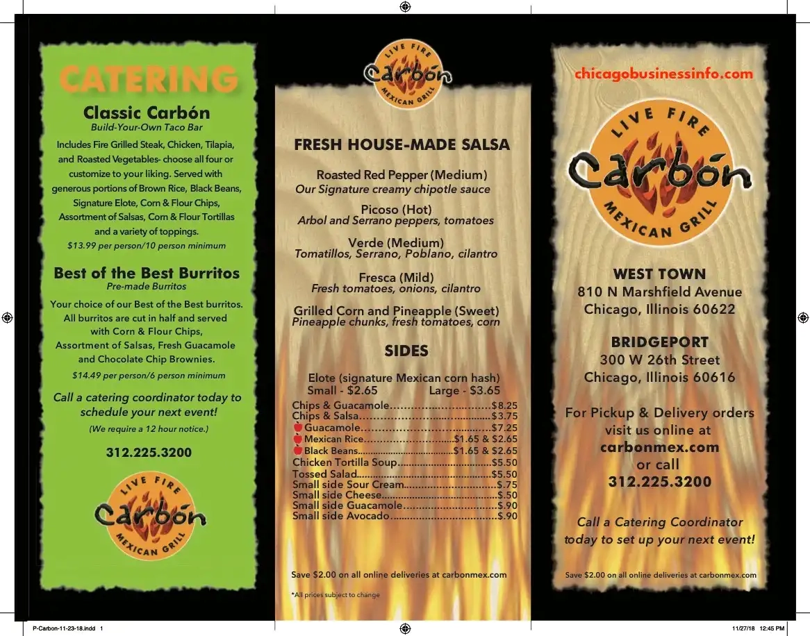 Carbon Live Fire Mexican Grill Carry Out Menu 1