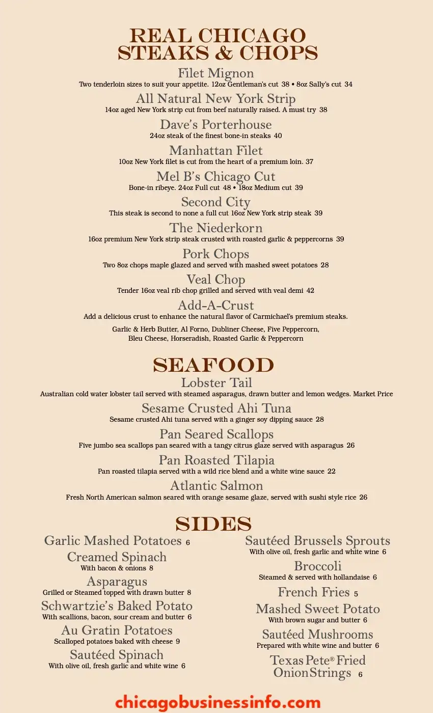 Carmichael's Chicago Lunch Menu 2